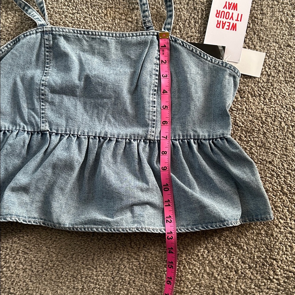 Celebrity Pink Denim Blue Peplum Top - Picture 8 of 8